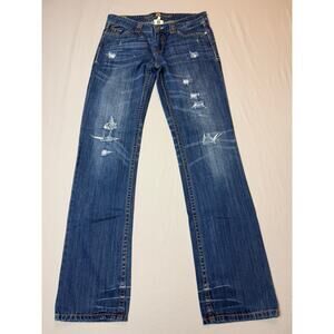 Womens Velvet Heart Molly Straight Leg Distressed‎ Jeans 29 Blue Denim